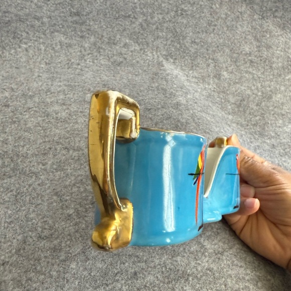 Vintage Noritake Morimura Hand Painted Spoon Holder Caddy - Blue with Parrots - Picture 8 of 12